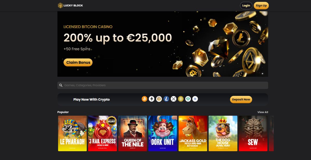 Landingspagina Lucky Block online casino gokken zonder registratie